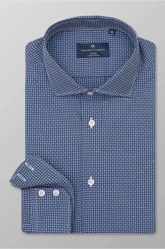 Oxford Company ανδρικό πουκάμισο με καρό σχέδιο Slim Fit - M231-RU21.01 Μπλε